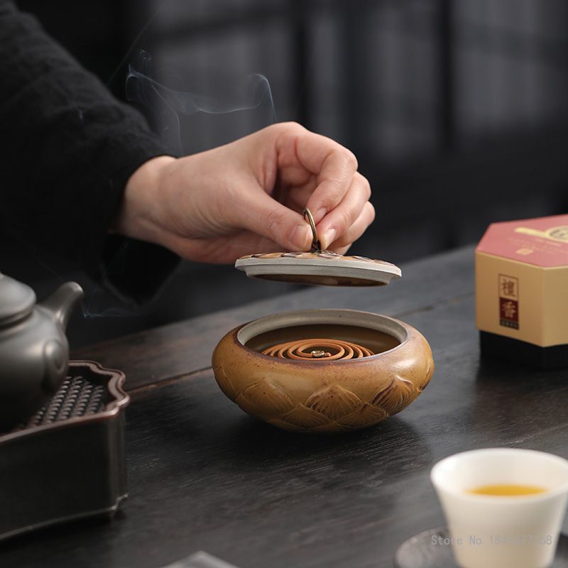 Home Fragrance Zen - Creative Lotus Small Incense Burner, Ceramic