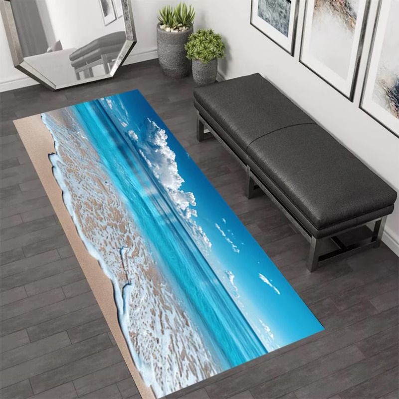 Home Fragrance Ocean Breeze - 3D Ocean-Sky Gradient Carpet, Photorealistic Beach