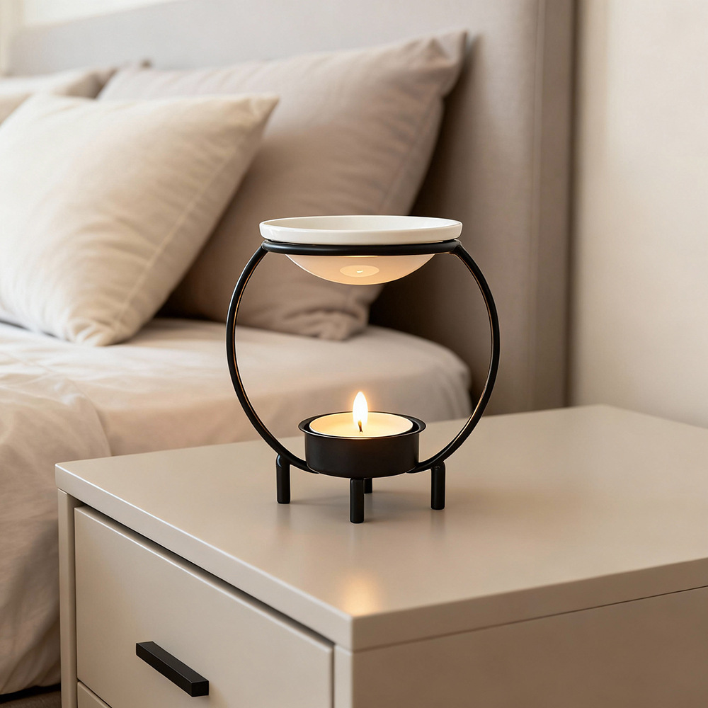 Home Fragrance Oil Burner - Creative Iron Aroma Candle Holder, Minimal