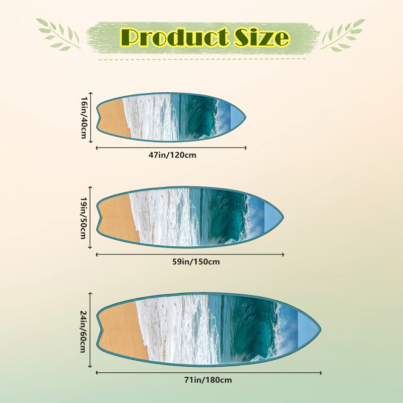 Home Fragrance Ocean Breeze - VIKAMA Surfboard Shaped Rug Wave Pattern