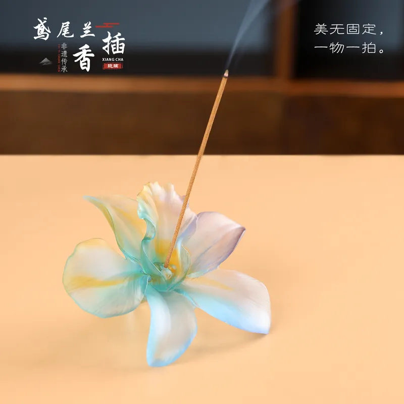 Home Fragrance Iris - Glazed Ceramic Incense Holder Iris Flower
